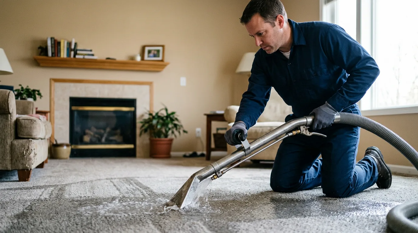 Water damage restoration technician working near Rayne, LA